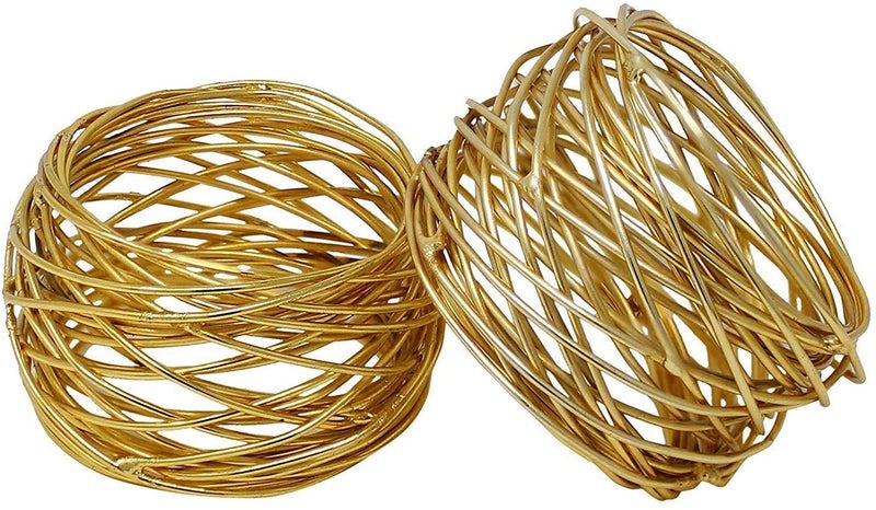 ARN Crafts Golden Round Mesh Napkin Rings- for Weddings Dinner Parties or Every Day Use (Gold Mesh Napkin Rings- Set 12) - Image 2